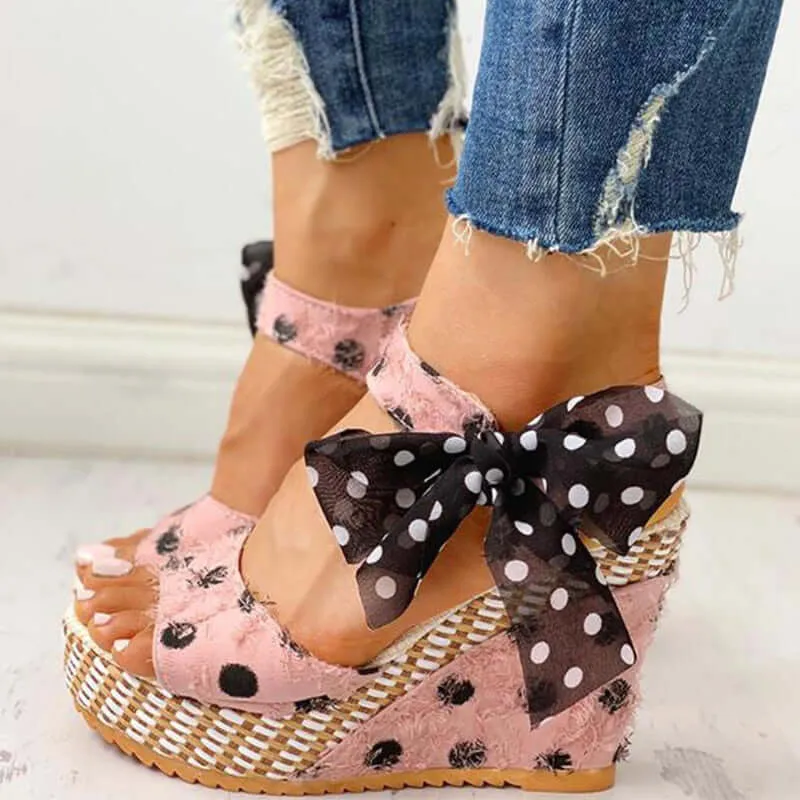 Bowknot Design Platform Wedge Female Casual shoes
