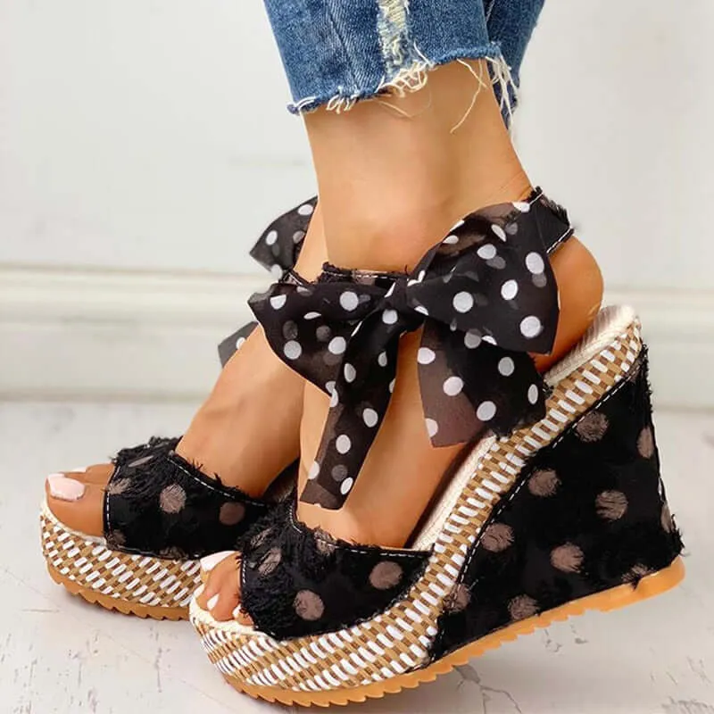 Bowknot Design Platform Wedge Female Casual shoes