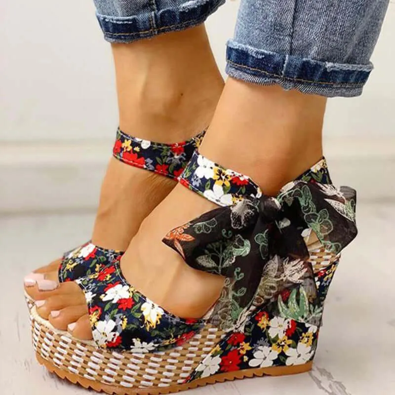 Bowknot Design Platform Wedge Female Casual shoes