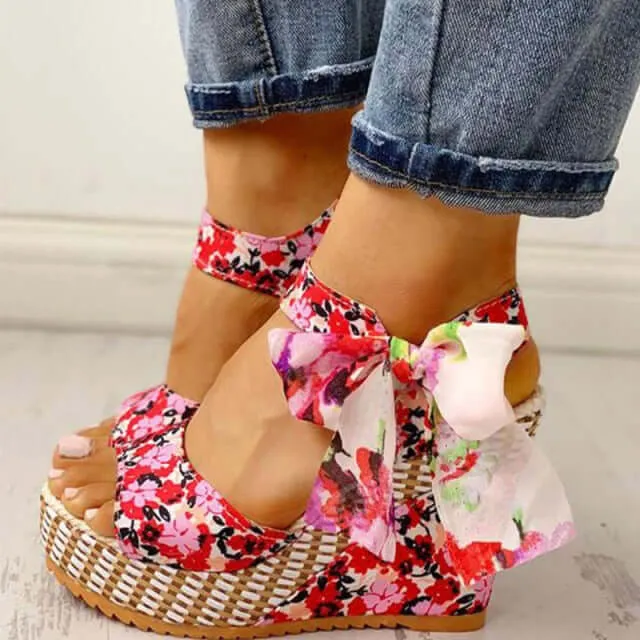 Bowknot Design Platform Wedge Female Casual shoes