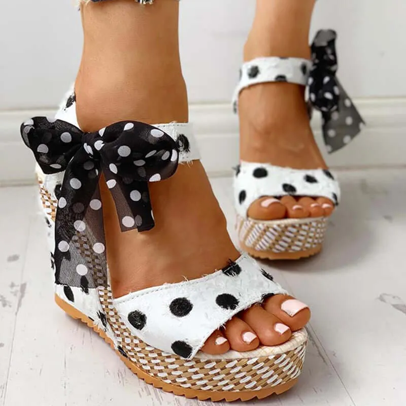 Bowknot Design Platform Wedge Female Casual shoes