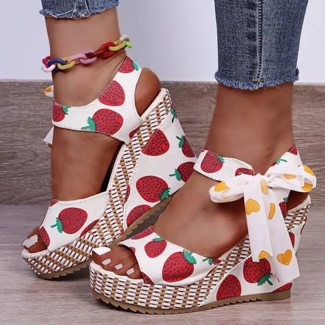 Bowknot Design Platform Wedge Female Casual shoes