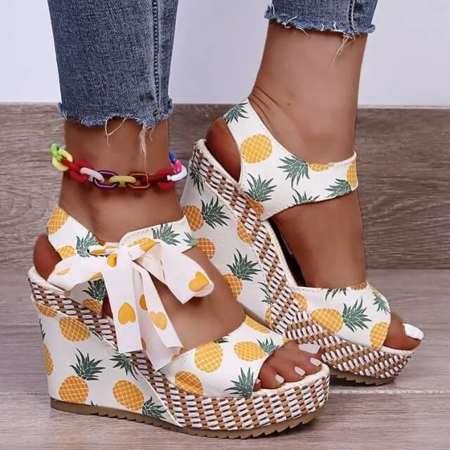 Bowknot Design Platform Wedge Female Casual shoes