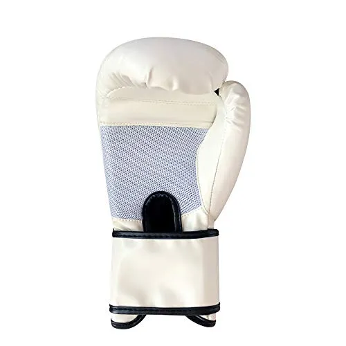 Boxing Gloves (6oz, 8oz, 10oz, 12oz, 14oz, 16oz) Punching Bag Mitts, Muay Thai,UFC MMA Kickboxing Fight Training Gloves by KAIWENDE-BX01 (BJ-White, 12 oz)
