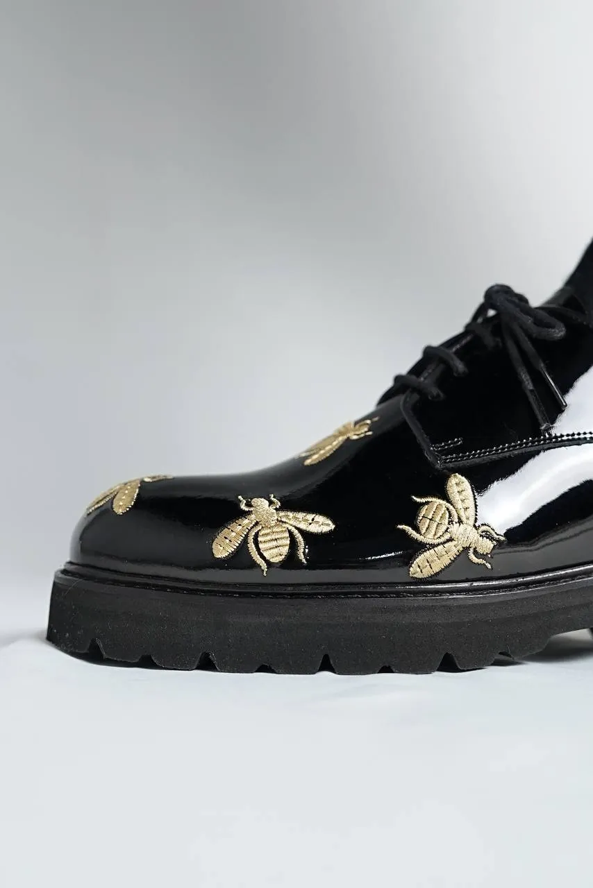 Brabion Marco Leather Black Bee Shoes