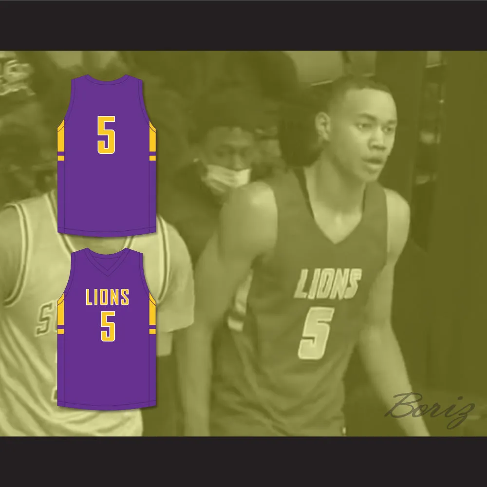 Bryce McGowens 5 Legacy Early College Lions Purple Basketball Jersey 1
