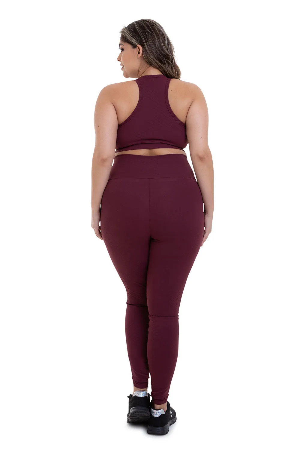 Cajubrasil Sports Bra Texture - Burgundy