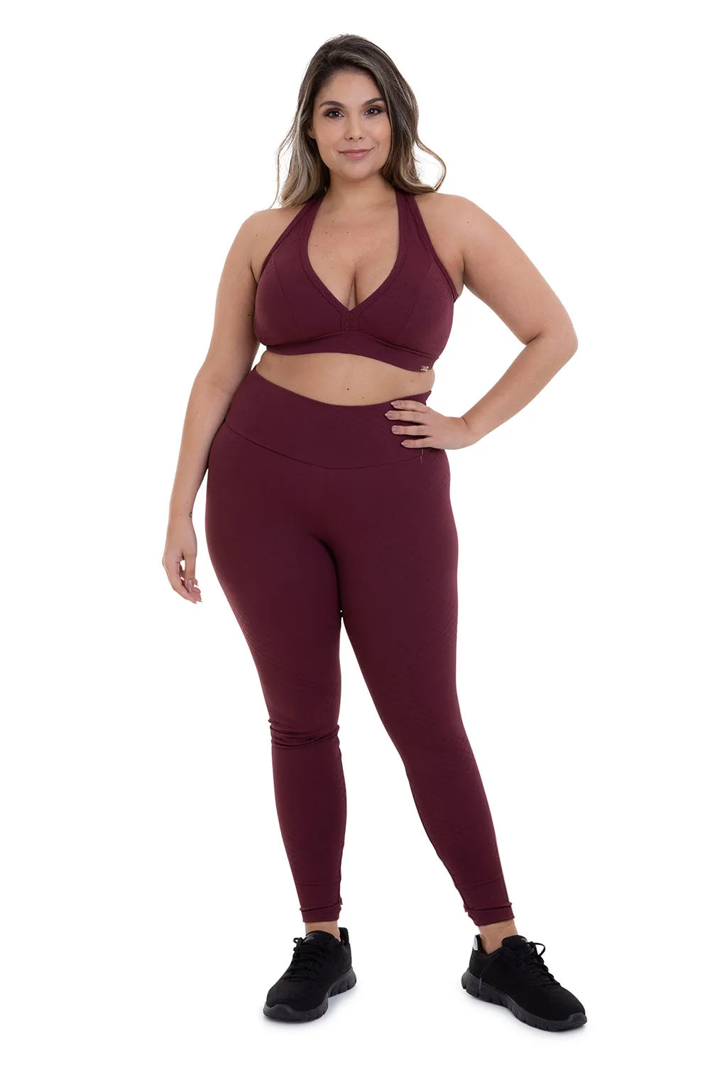 Cajubrasil Sports Bra Texture - Burgundy
