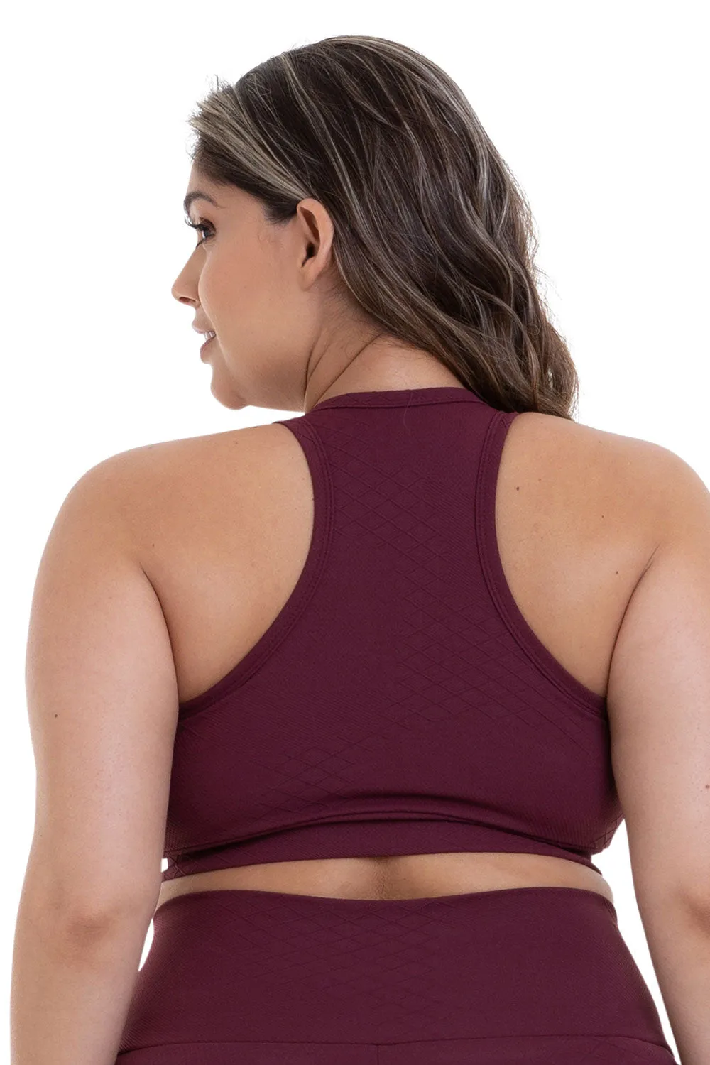 Cajubrasil Sports Bra Texture - Burgundy