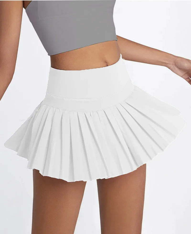 Cloud Hide Safe Tennis Skirts - XS-XXL Pleated Pantskirt with Pocket, High Waist Skort for Women in Gym, Golf, Running, Fitness