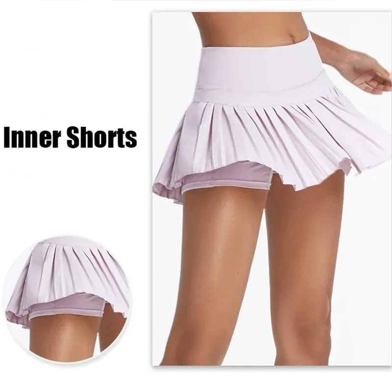 Cloud Hide Safe Tennis Skirts - XS-XXL Pleated Pantskirt with Pocket, High Waist Skort for Women in Gym, Golf, Running, Fitness