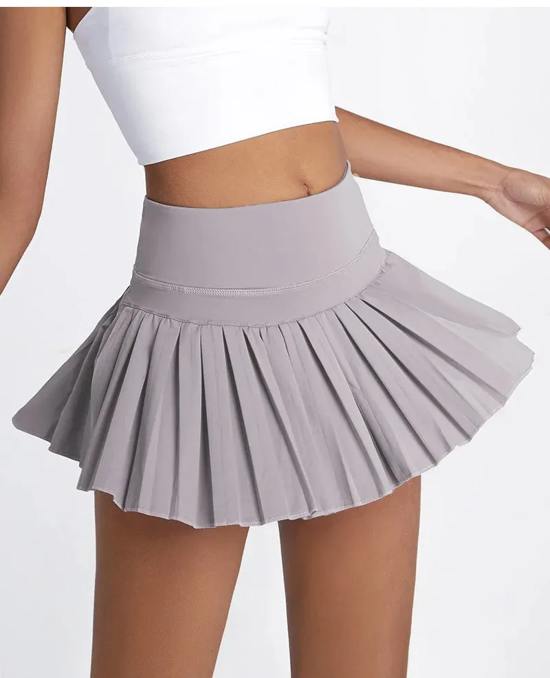 Cloud Hide Safe Tennis Skirts - XS-XXL Pleated Pantskirt with Pocket, High Waist Skort for Women in Gym, Golf, Running, Fitness