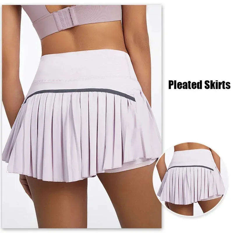 Cloud Hide Safe Tennis Skirts - XS-XXL Pleated Pantskirt with Pocket, High Waist Skort for Women in Gym, Golf, Running, Fitness