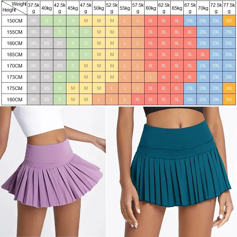 Cloud Hide Safe Tennis Skirts - XS-XXL Pleated Pantskirt with Pocket, High Waist Skort for Women in Gym, Golf, Running, Fitness