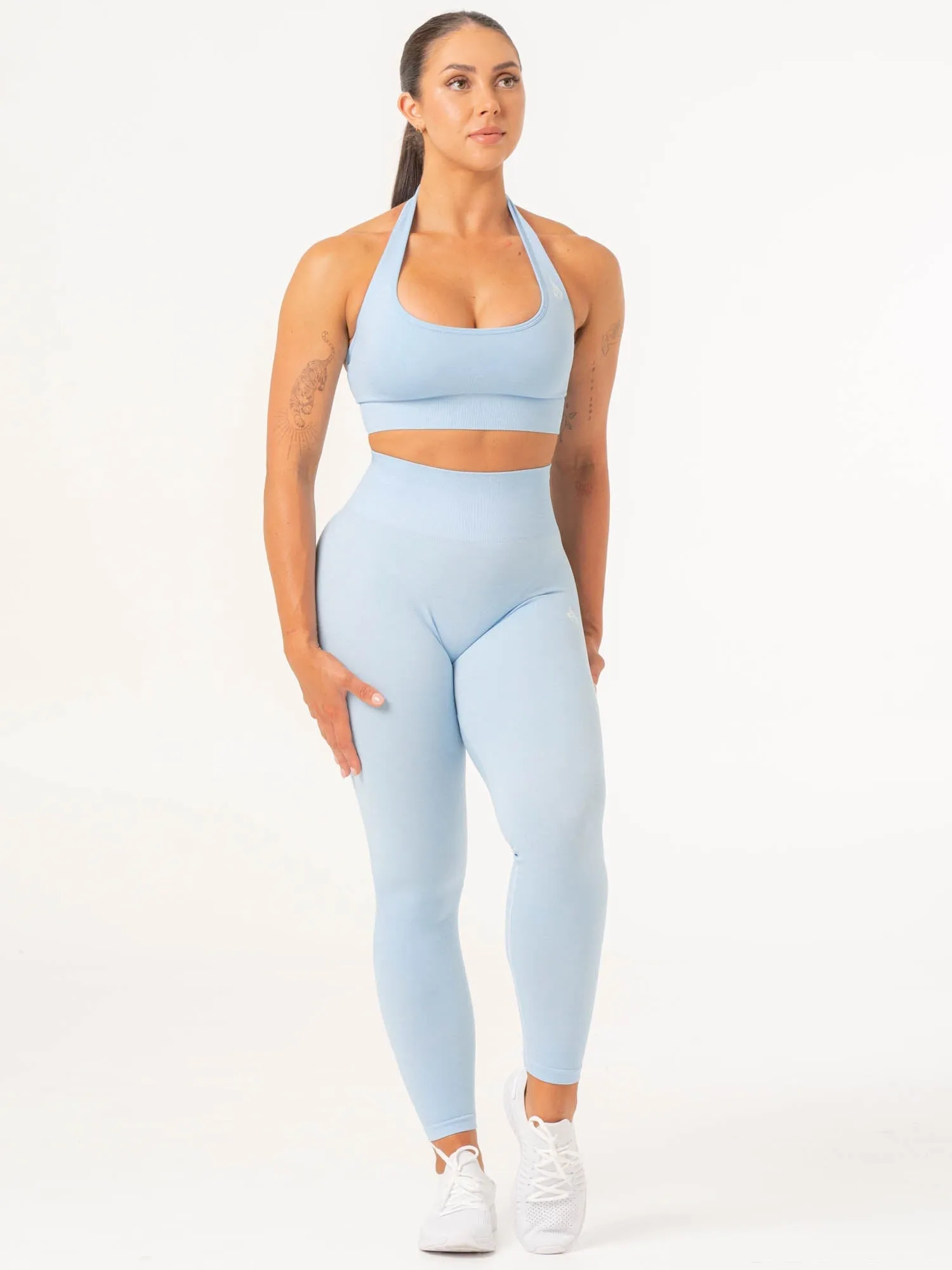Contour Halter Bra - Sky Blue Marl