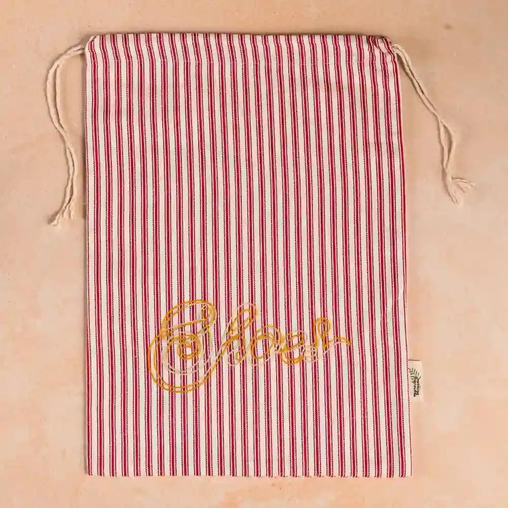 Crimson Stripe Shoe Sack