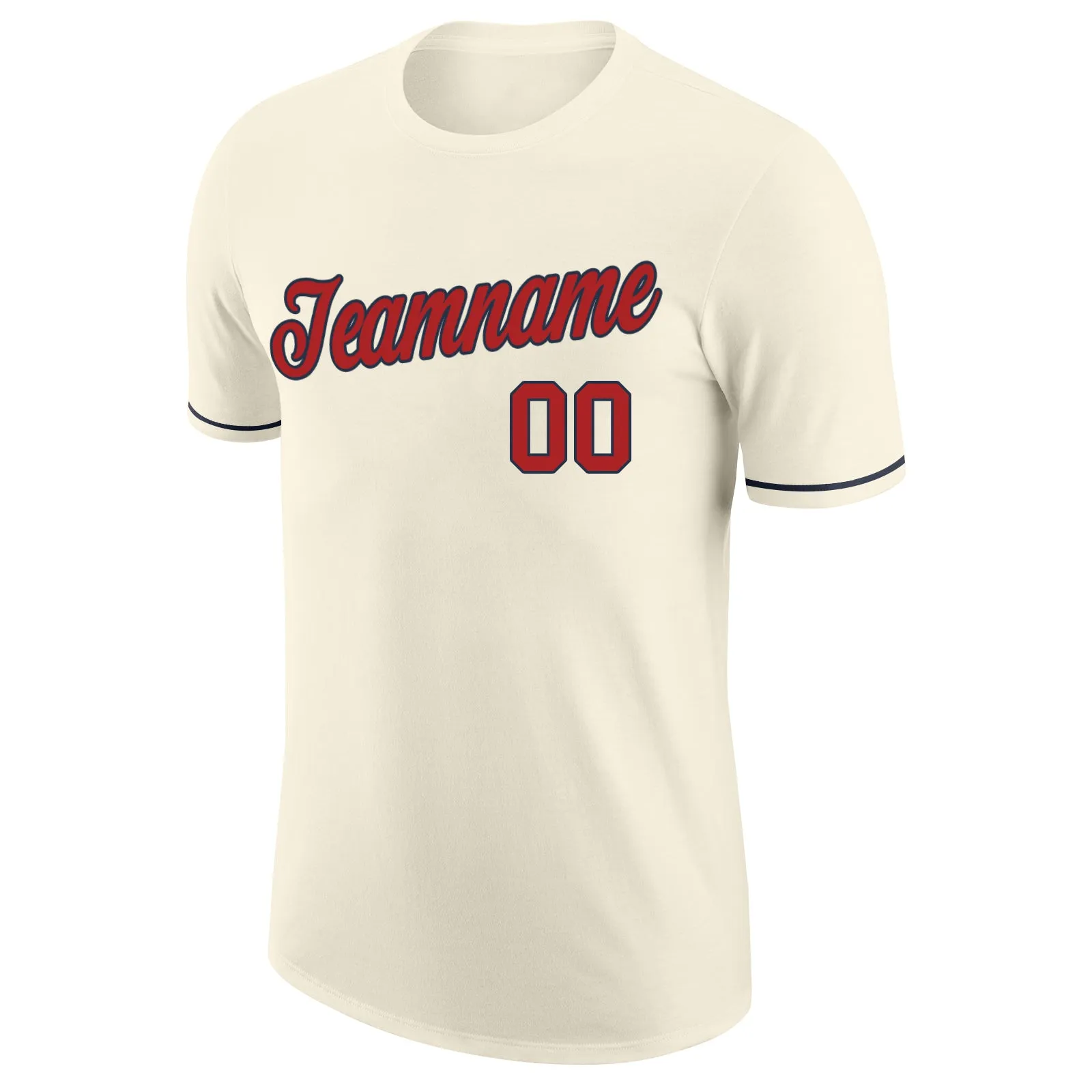 Custom Cream Red-Navy Performance T-Shirt