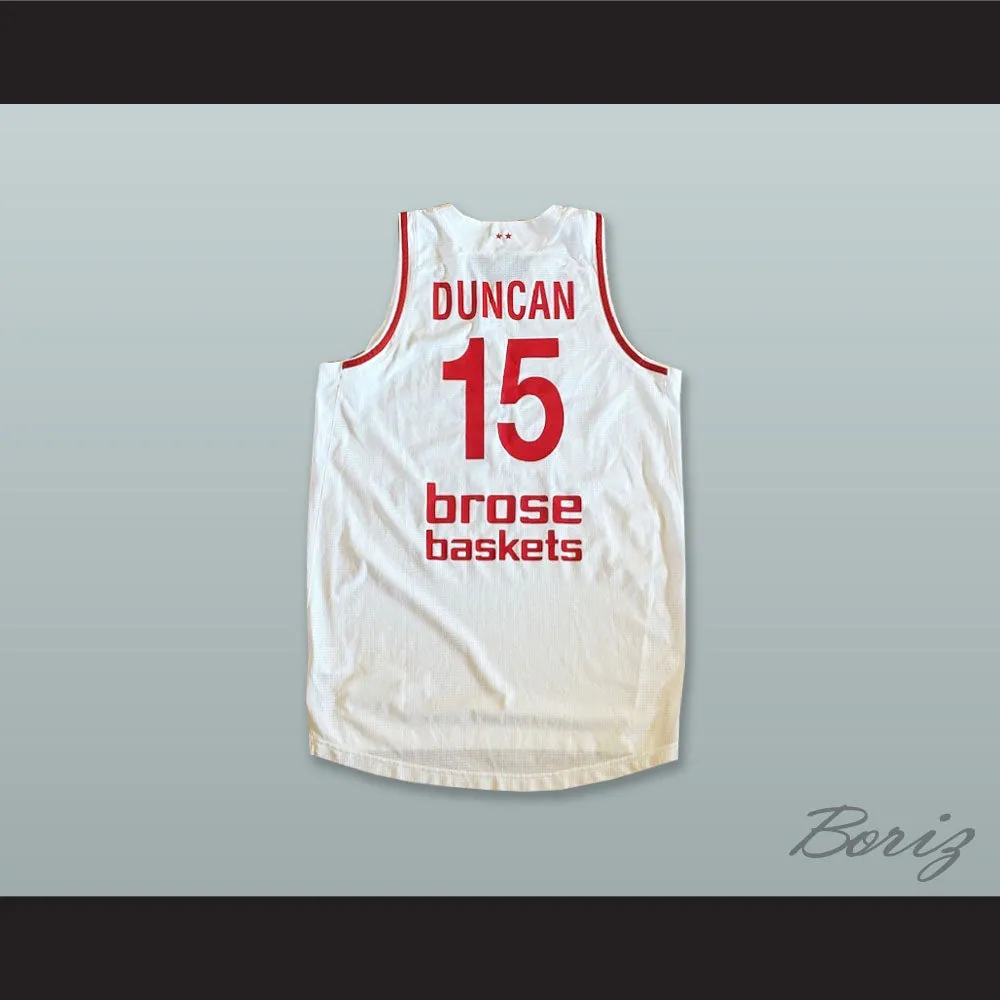 Duncan 15 Brose Bamberg Germany White Basketball Jersey
