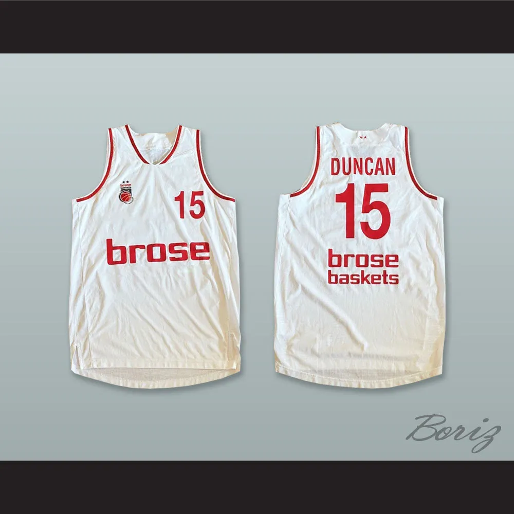 Duncan 15 Brose Bamberg Germany White Basketball Jersey