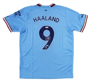 Erling Haaland Signed Manchester City Puma Blue Home Soccer Jersey