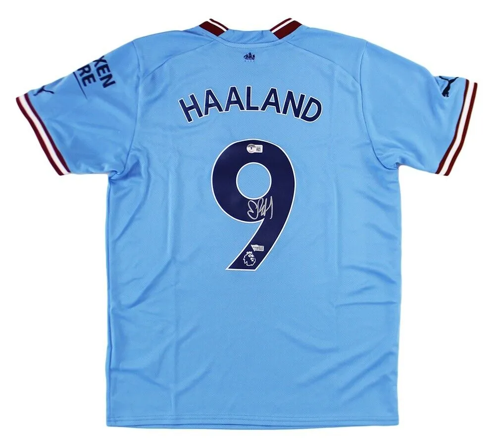 Erling Haaland Signed Manchester City Puma Blue Home Soccer Jersey