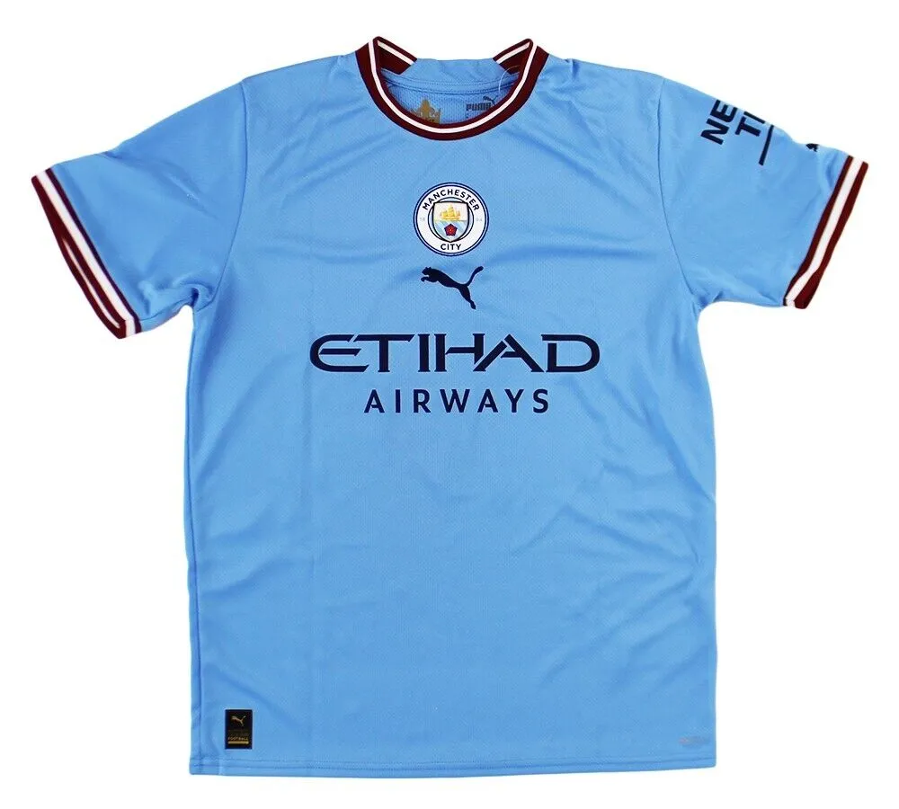 Erling Haaland Signed Manchester City Puma Blue Home Soccer Jersey