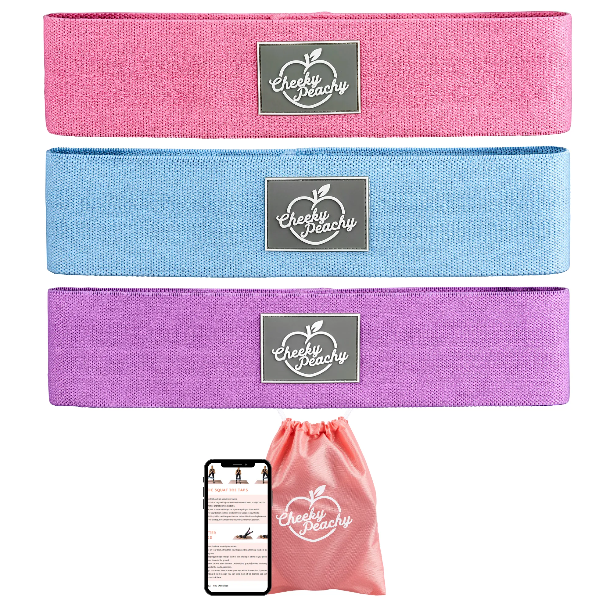 Essential Fabric Resistance Booty Band Bundle (Gym & Home Workouts)   FREE Workout eBook