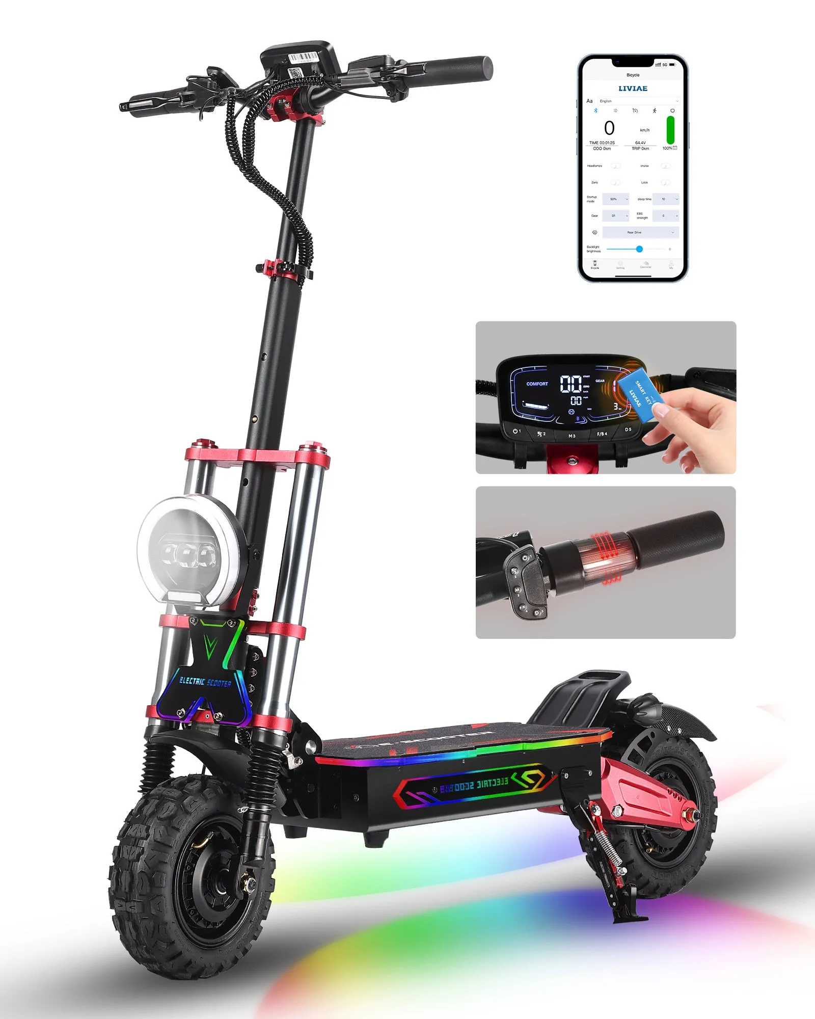 Explorer GT Quickwheel  E-Scooter WITH NFC APP Max Speed 55 MPH And Range 75 miles