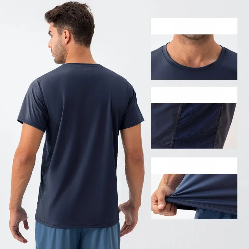 Fanceey Men's Quick-Drying Sports T-shirt - Short Sleeve Mesh Breathable Training Top