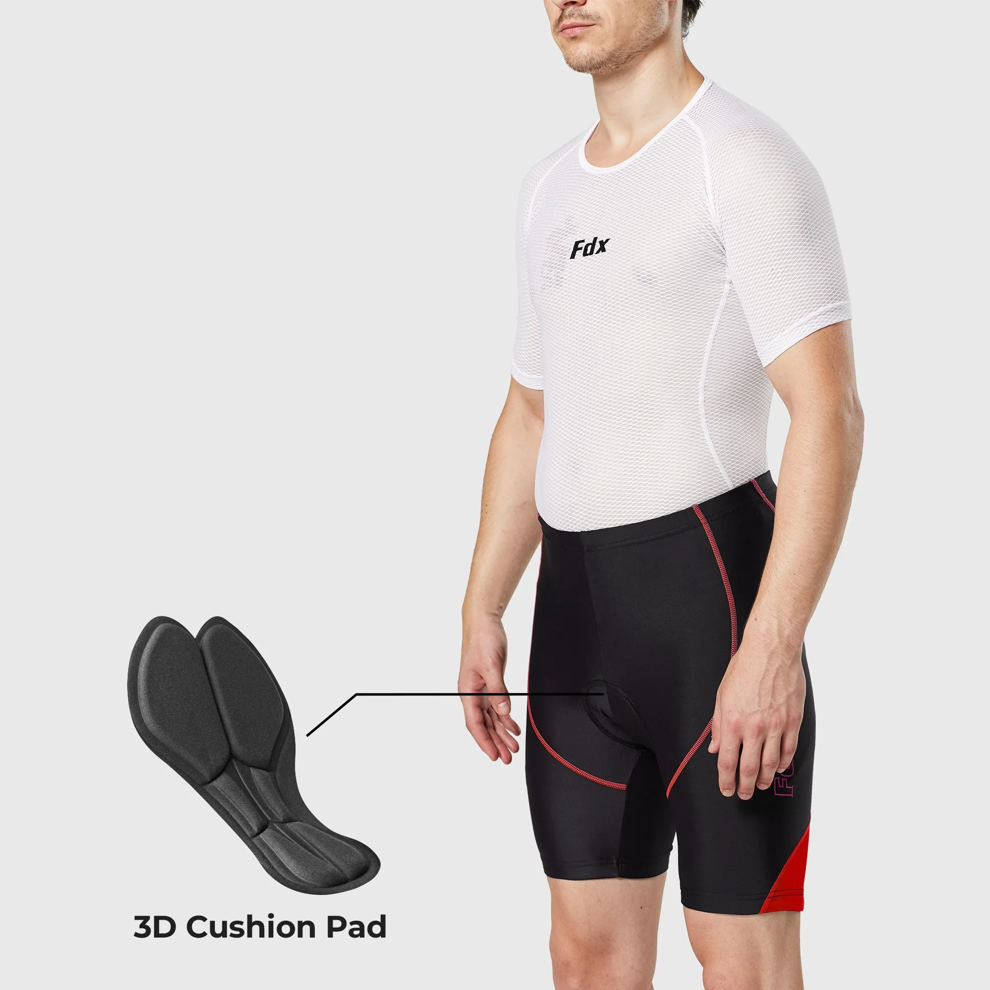 Fdx Ezflow Red Men's & Boy's Anti-Bac Padded Summer Cycling Shorts