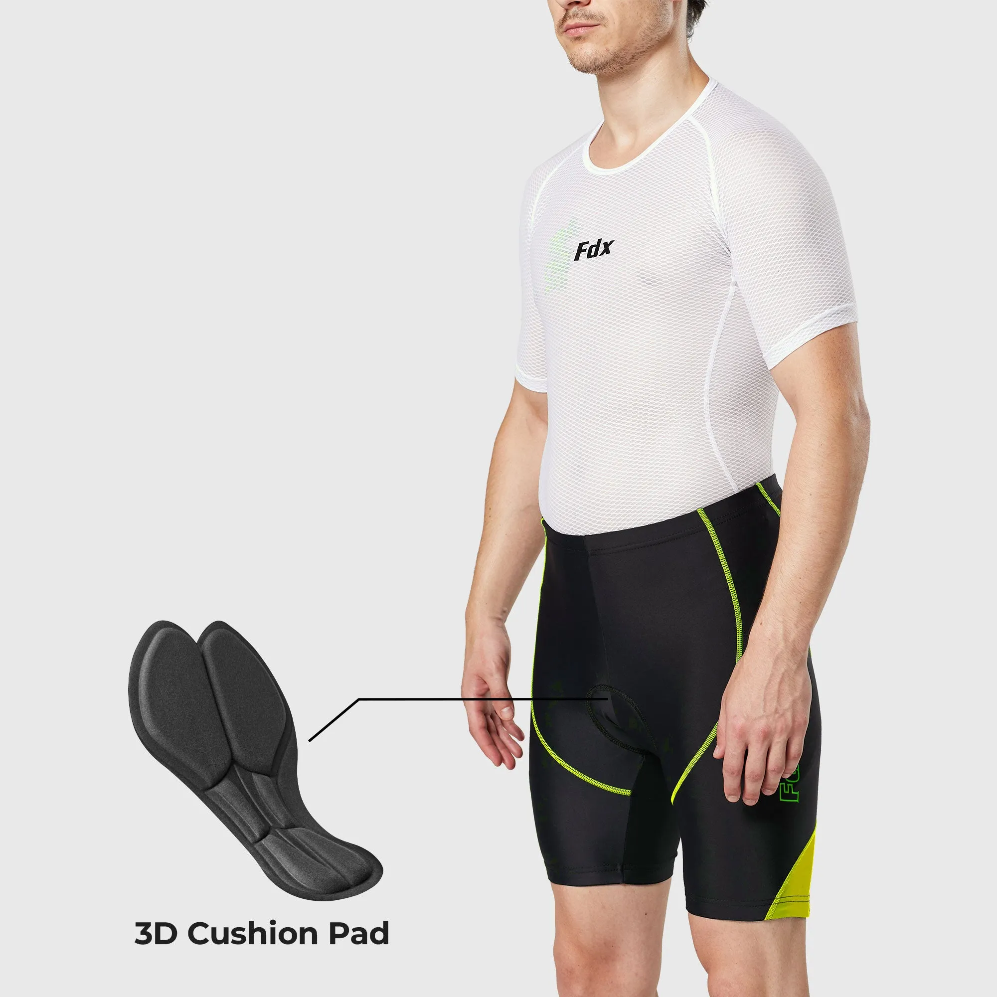 Fdx Ezflow Yellow Men's & Boy's Anti-Bac Padded Summer Cycling Shorts