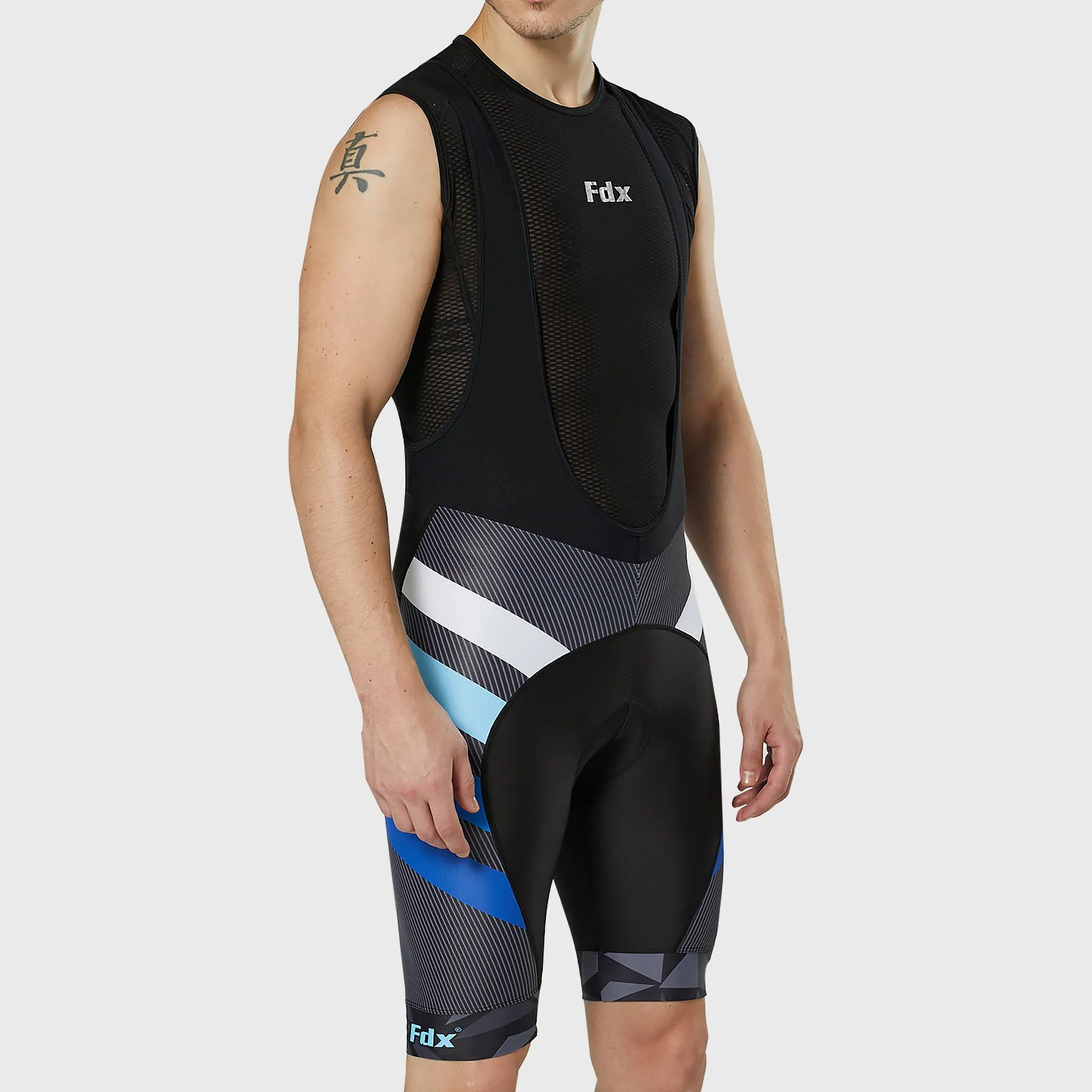 Fdx Men's & Boy's Set Equin Blue Short Sleeve Summer Cycling Jersey & Bib Shorts