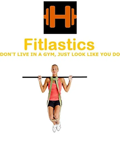 Fitlastics Natural Latex Resistance Loop Bands for Pullup Assist, Pilates, Yoga, Fitness Workouts for Men/Women (Green Light, 15-35 lbs) with Door Anchor