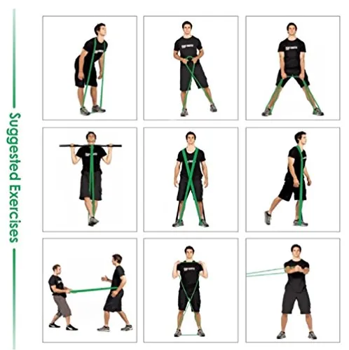 Fitlastics Natural Latex Resistance Loop Bands for Pullup Assist, Pilates, Yoga, Fitness Workouts for Men/Women (Green Light, 15-35 lbs) with Door Anchor