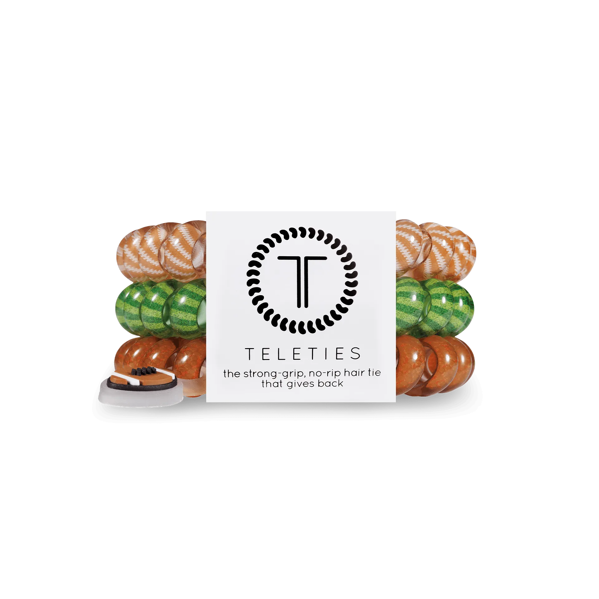 Football - Large Spiral Hair Coils, Hair Ties, 3-pack