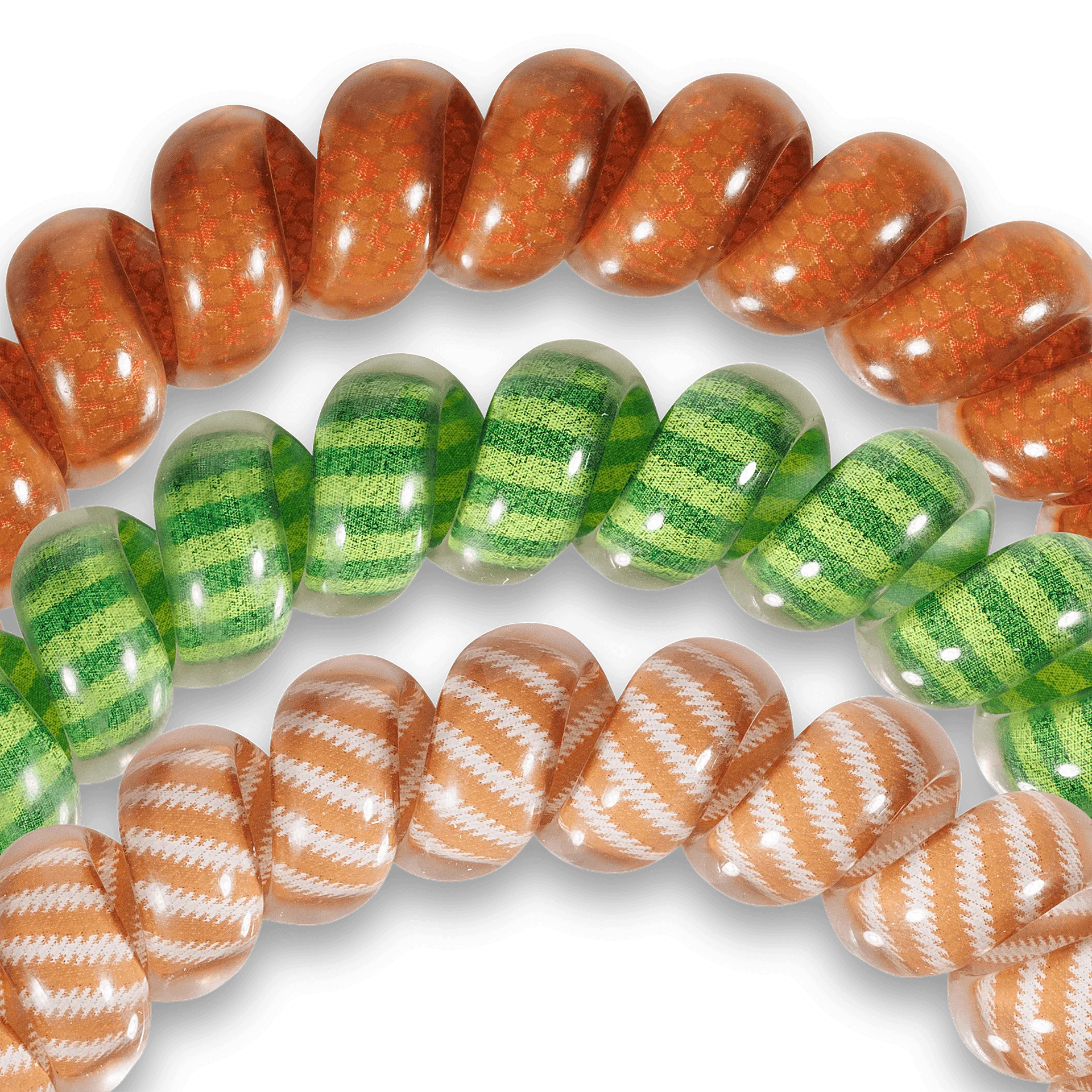 Football - Large Spiral Hair Coils, Hair Ties, 3-pack