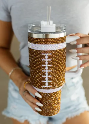Football Rhinestone Bling 40 Oz Tumbler