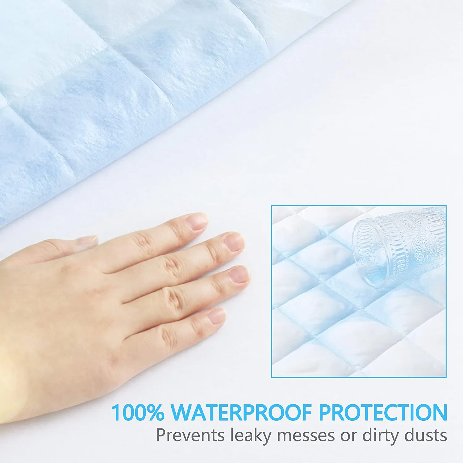 Full Size Quilted Fitted Mattress Pad, Waterproof Breathable Soft Mattress Protector, Deep Pocket Fitted Style Bed Cover, Vinyl-Free, White