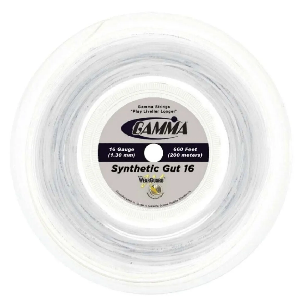 Gamma Synthetic Gut 16/1.30 w/ Wearguard Tennis String Reel (White)
