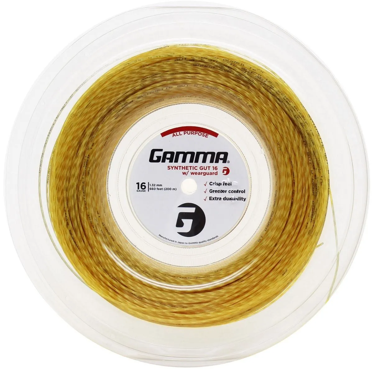 Gamma Synthetic Gut 16/1.30 Wearguard Tennis String Reel (Gold)