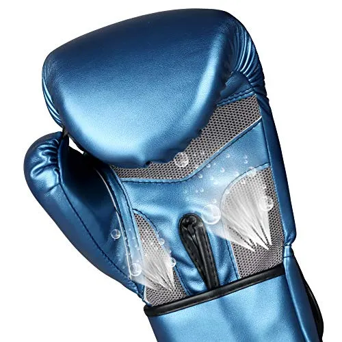 GINGPAI Boxing Gloves Men Women Kid, Kickboxing Muay Thai Fighting Gloves, Punching Heavy Bag (Blue, 6oz)