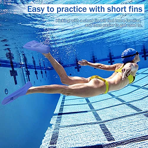 Gintenco Swim Fins, Swim Training Fins for Snorkeling Swimming Diving, Floating Fins Comfortable Swim Flippers Travel Size with Bag for Adults Men Women Kids