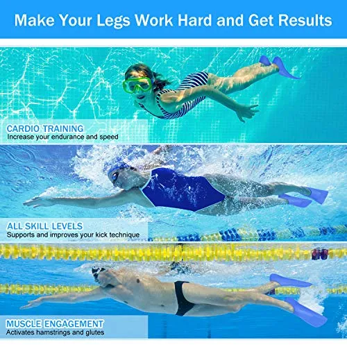 Gintenco Swim Fins, Swim Training Fins for Snorkeling Swimming Diving, Floating Fins Comfortable Swim Flippers Travel Size with Bag for Adults Men Women Kids