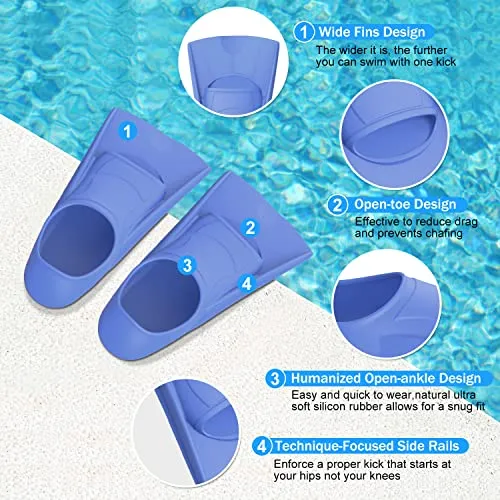 Gintenco Swim Fins, Swim Training Fins for Snorkeling Swimming Diving, Floating Fins Comfortable Swim Flippers Travel Size with Bag for Adults Men Women Kids