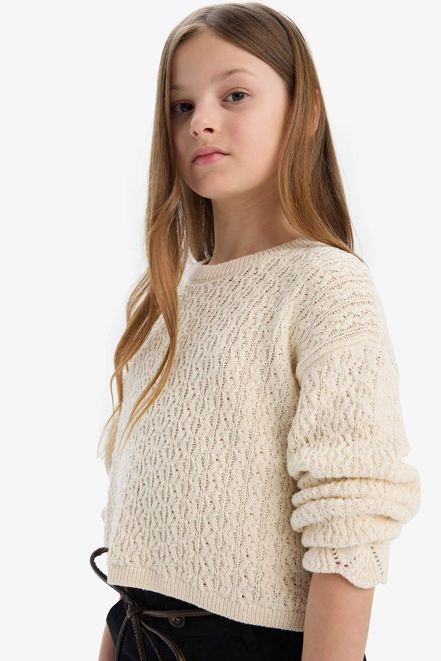 Girls Standard Fit Cycling Collar Sweater