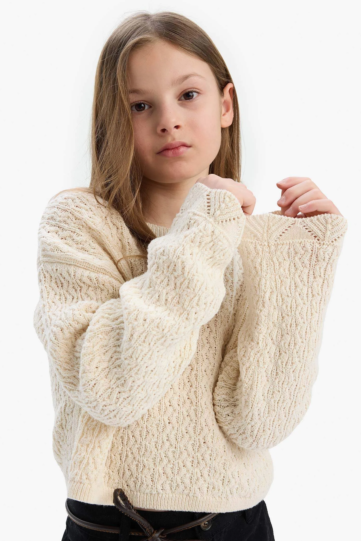 Girls Standard Fit Cycling Collar Sweater