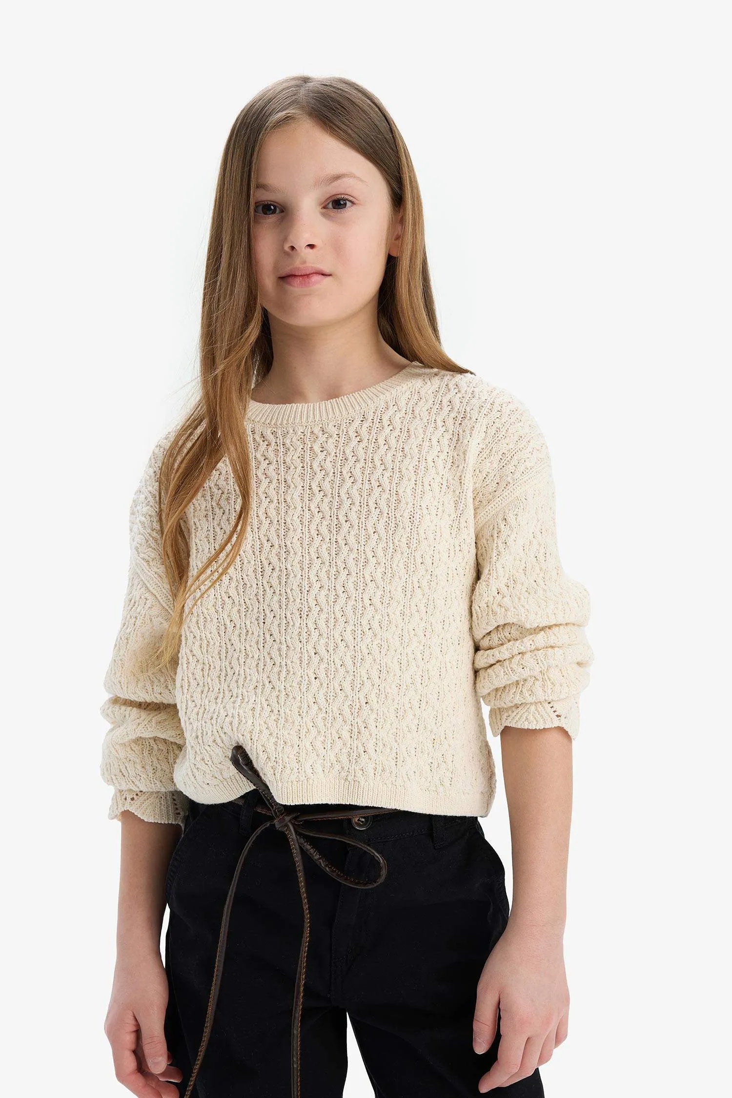Girls Standard Fit Cycling Collar Sweater