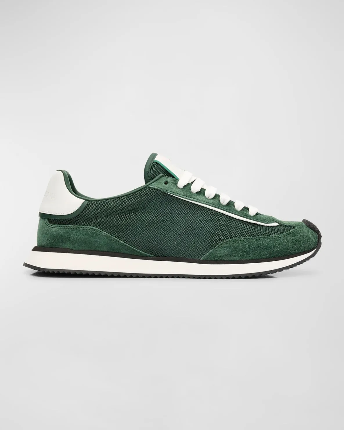 Green Suede Leather Lace Up Running Sneaker Shoes - Sneaker Shoes