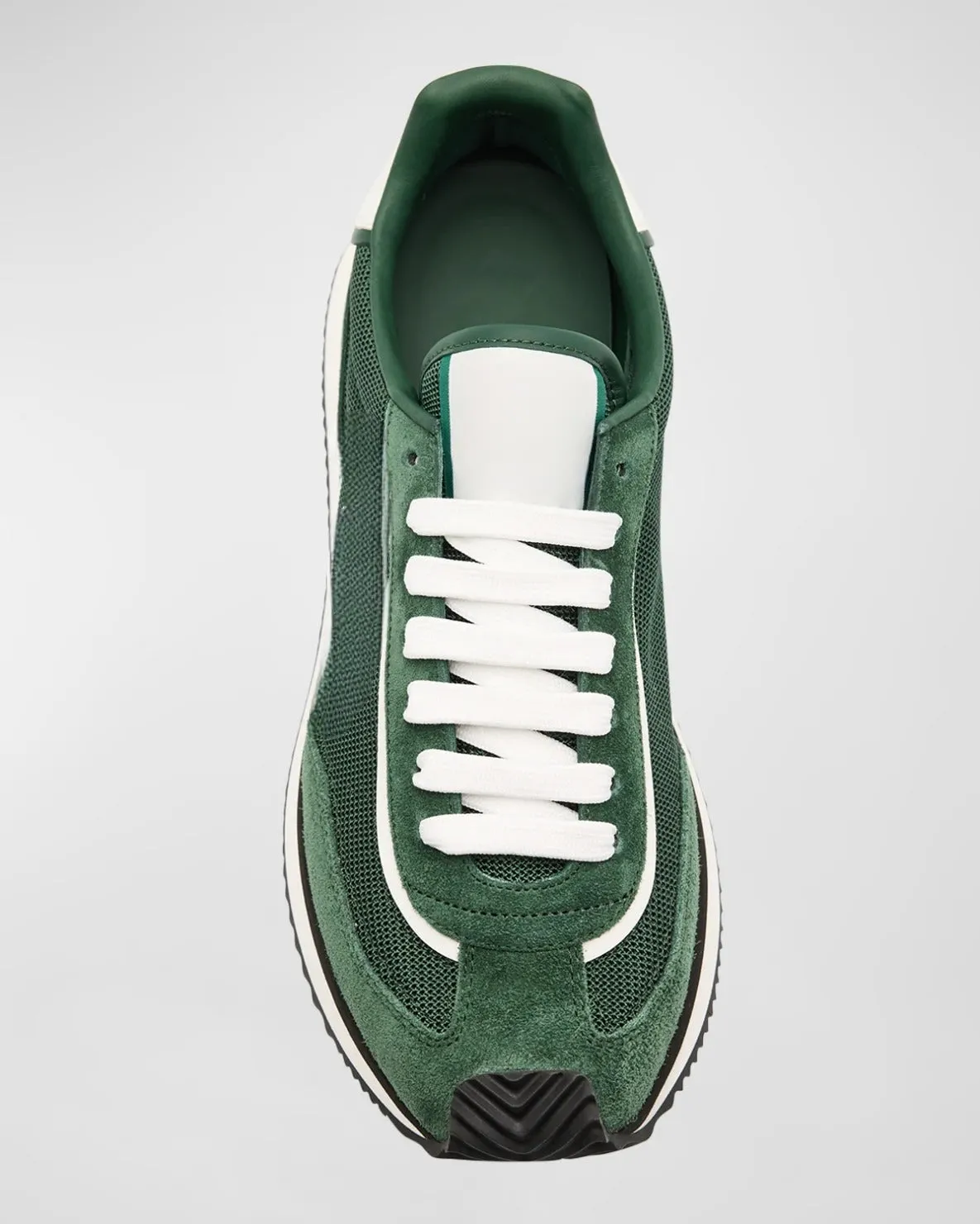 Green Suede Leather Lace Up Running Sneaker Shoes - Sneaker Shoes
