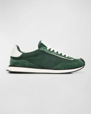 Green Suede Leather Lace Up Running Sneaker Shoes - Sneaker Shoes